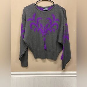 Arola Finland Wool Sweater Brown Purple Tassel Size 10